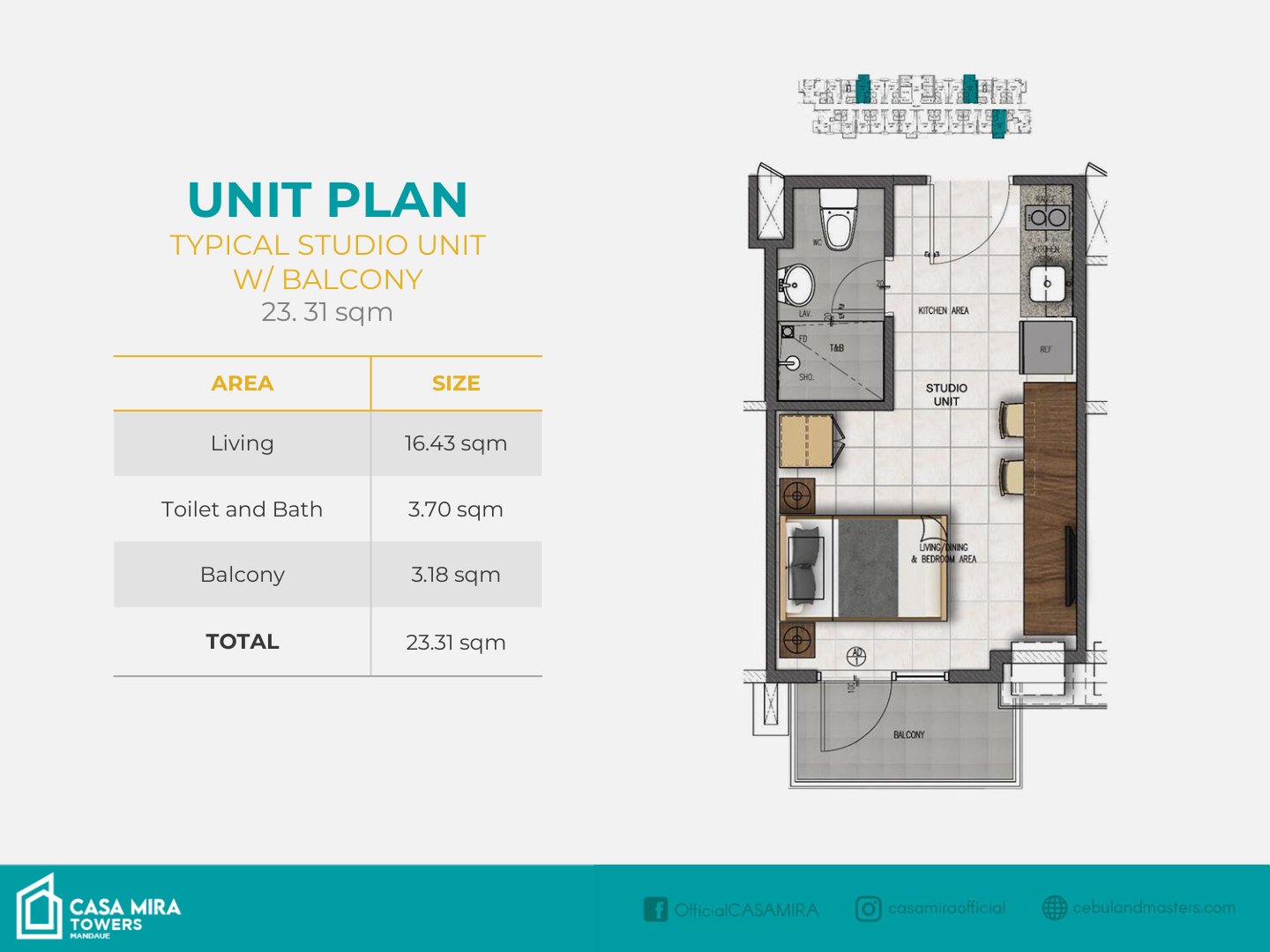 Studio w/ Balcony Plan