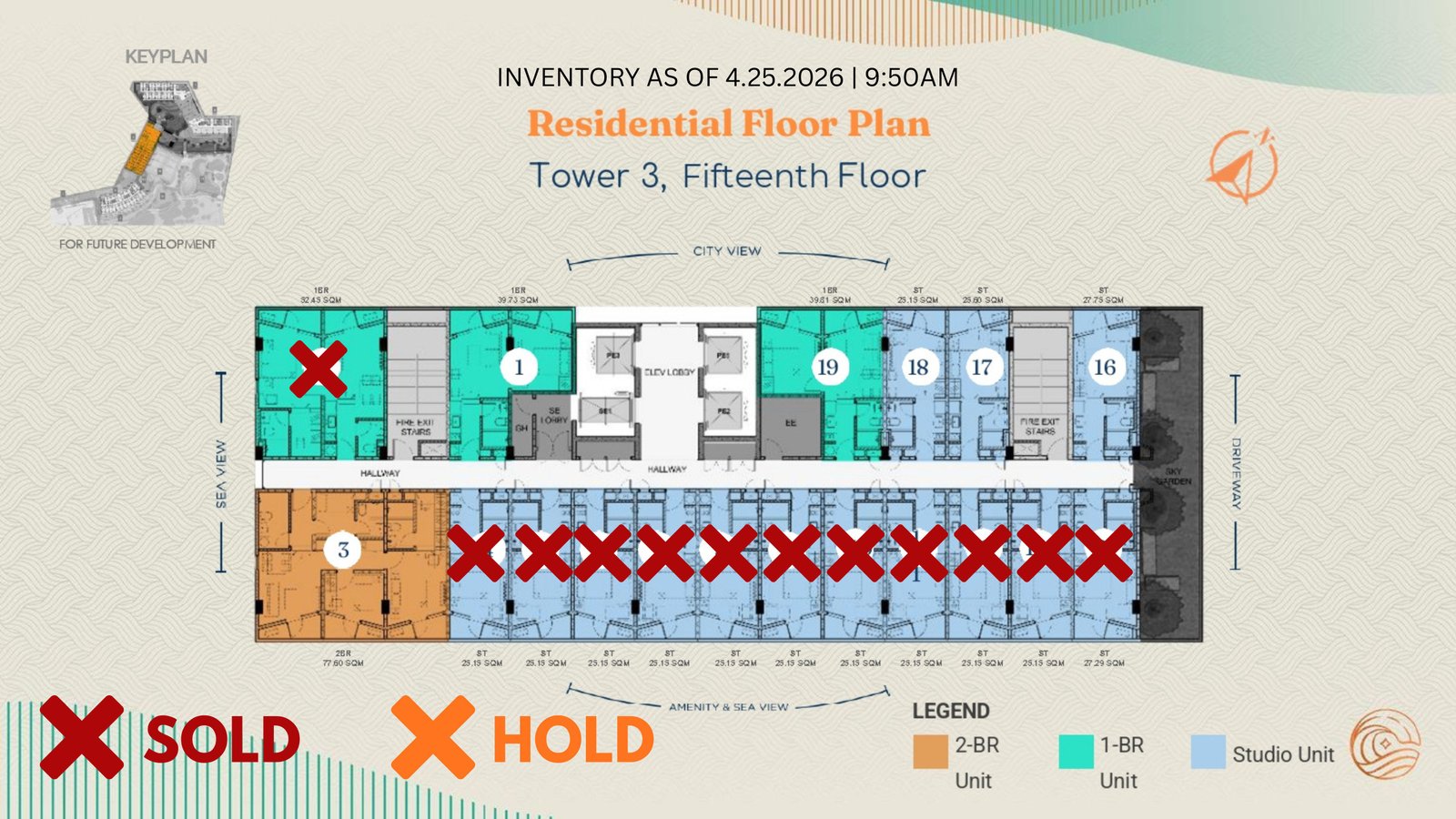 Tower 3 Inventory — 15th Floor · April 25, 2026