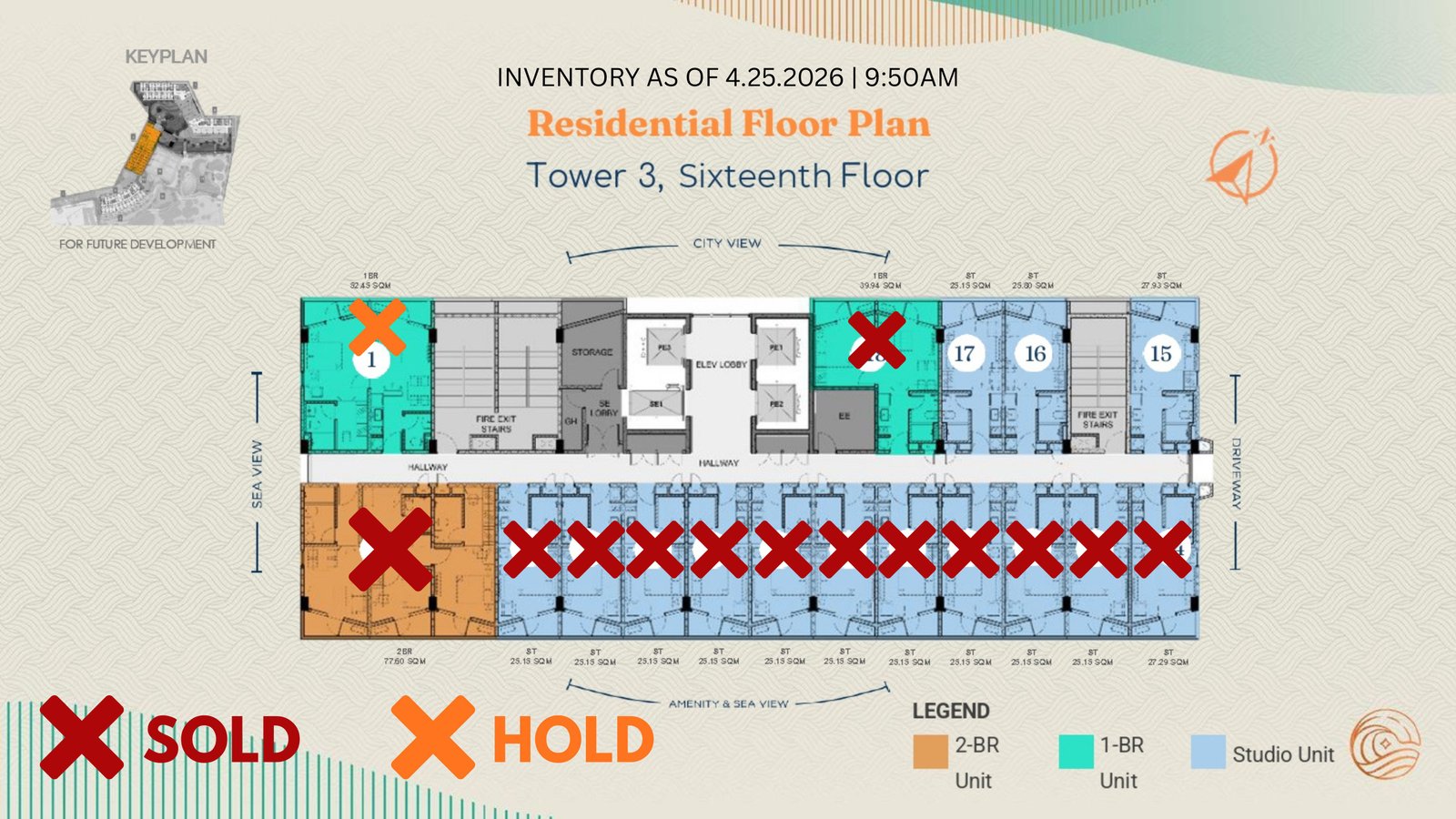Tower 3 Inventory — 16th Floor · April 25, 2026