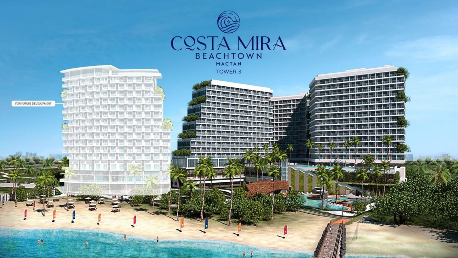 Costa Mira Tower 3 building render from beach