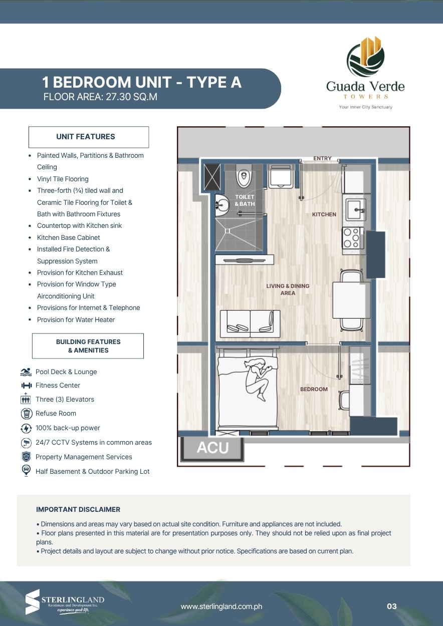 Guada Verde Towers 1-Bedroom Unit Type A