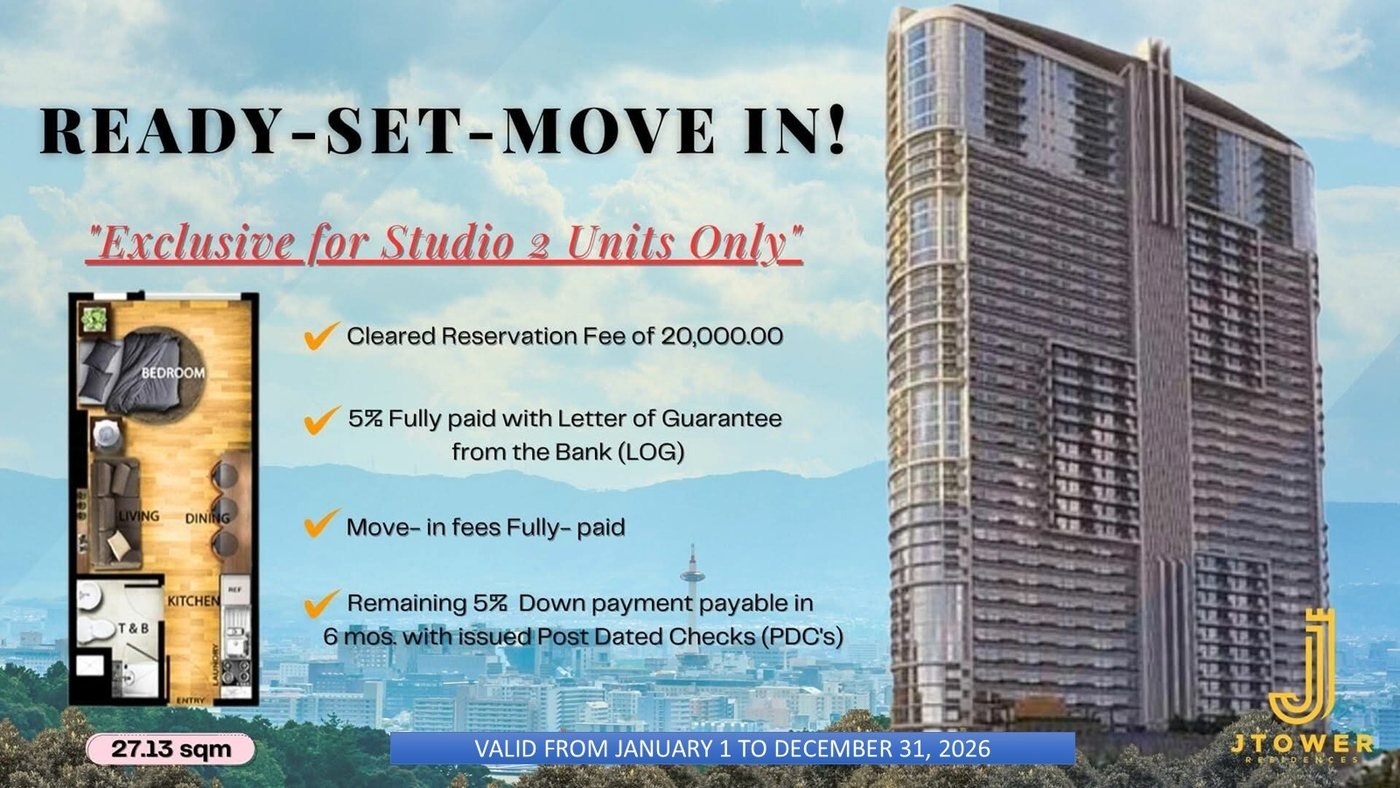 J Tower Residences ready-set-move-in promo valid from January 1 to December 31, 2026
