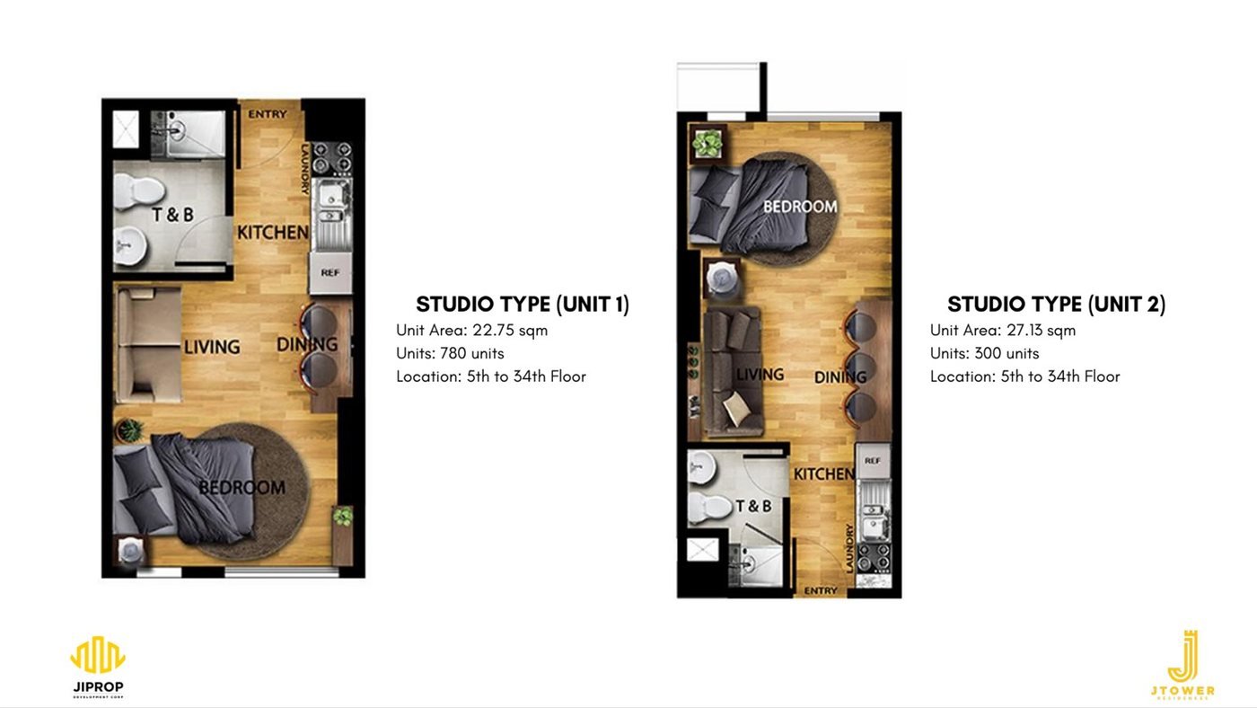 J Tower studio floor plans