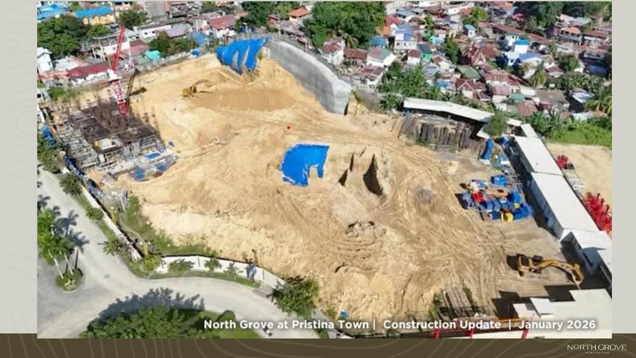 North Grove construction update January 2026 aerial